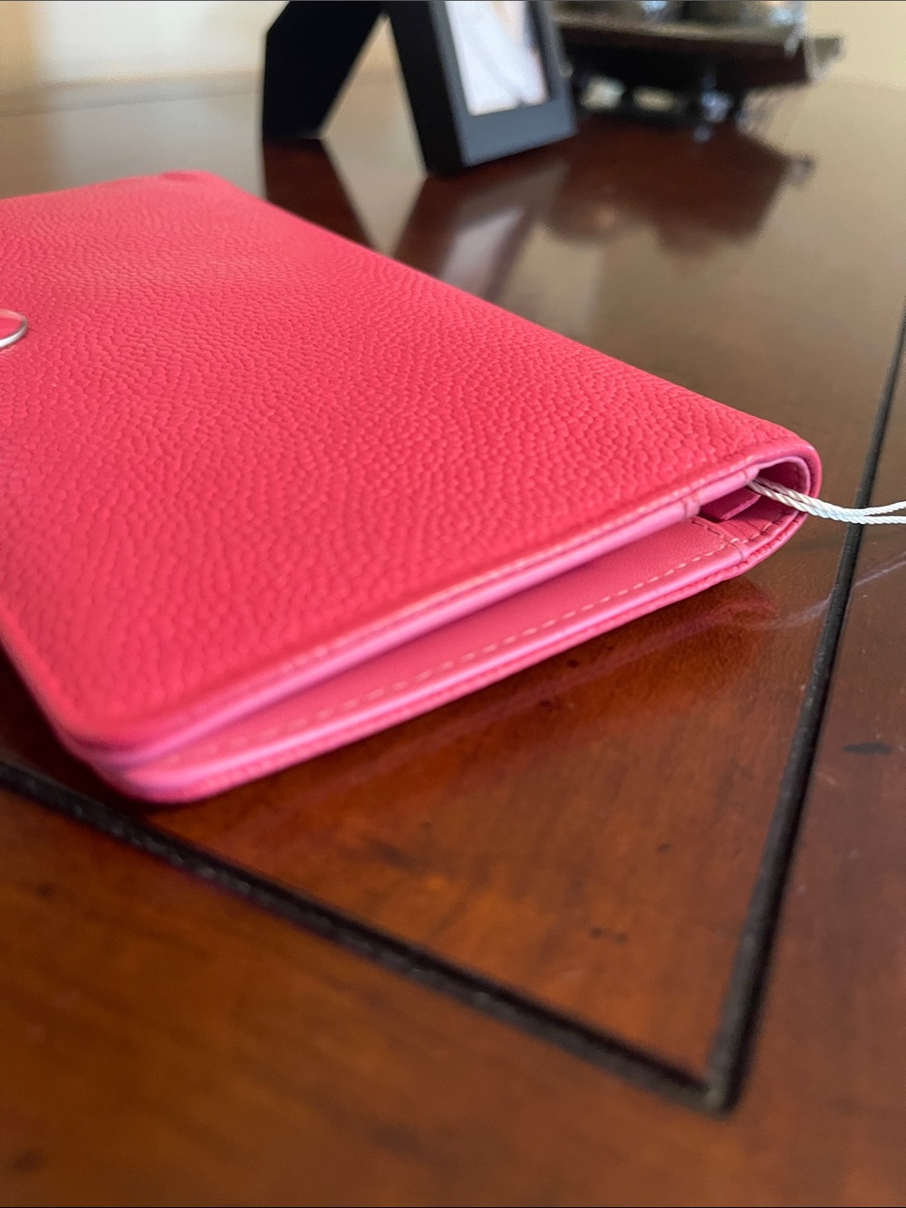 EUC CHANEL COCO BUTTON (CC) LONG BIFOLD WALLET GRAINED CALFSKIN PINK LEATHER - Picture 6 of 17